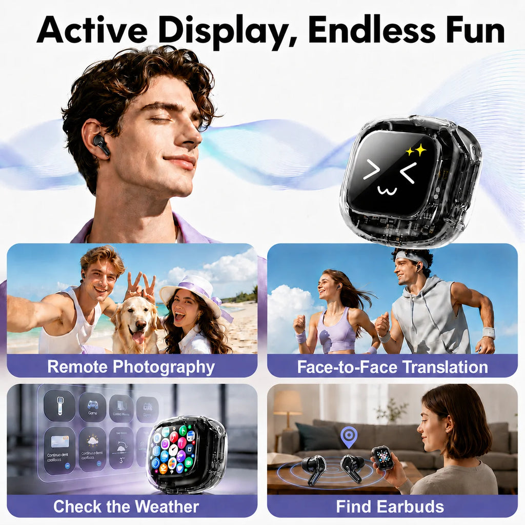 Wireless Bluetooth Headphones,144 Language Real Time Translation Earphones with Smart Touch Screen