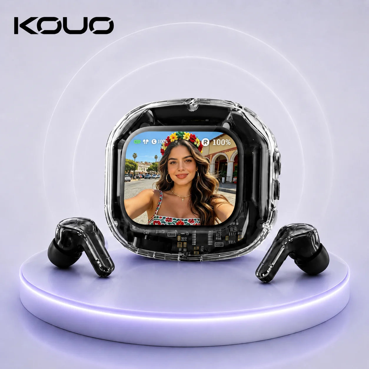 Wireless Bluetooth Headphones,144 Language Real Time Translation Earphones with Smart Touch Screen