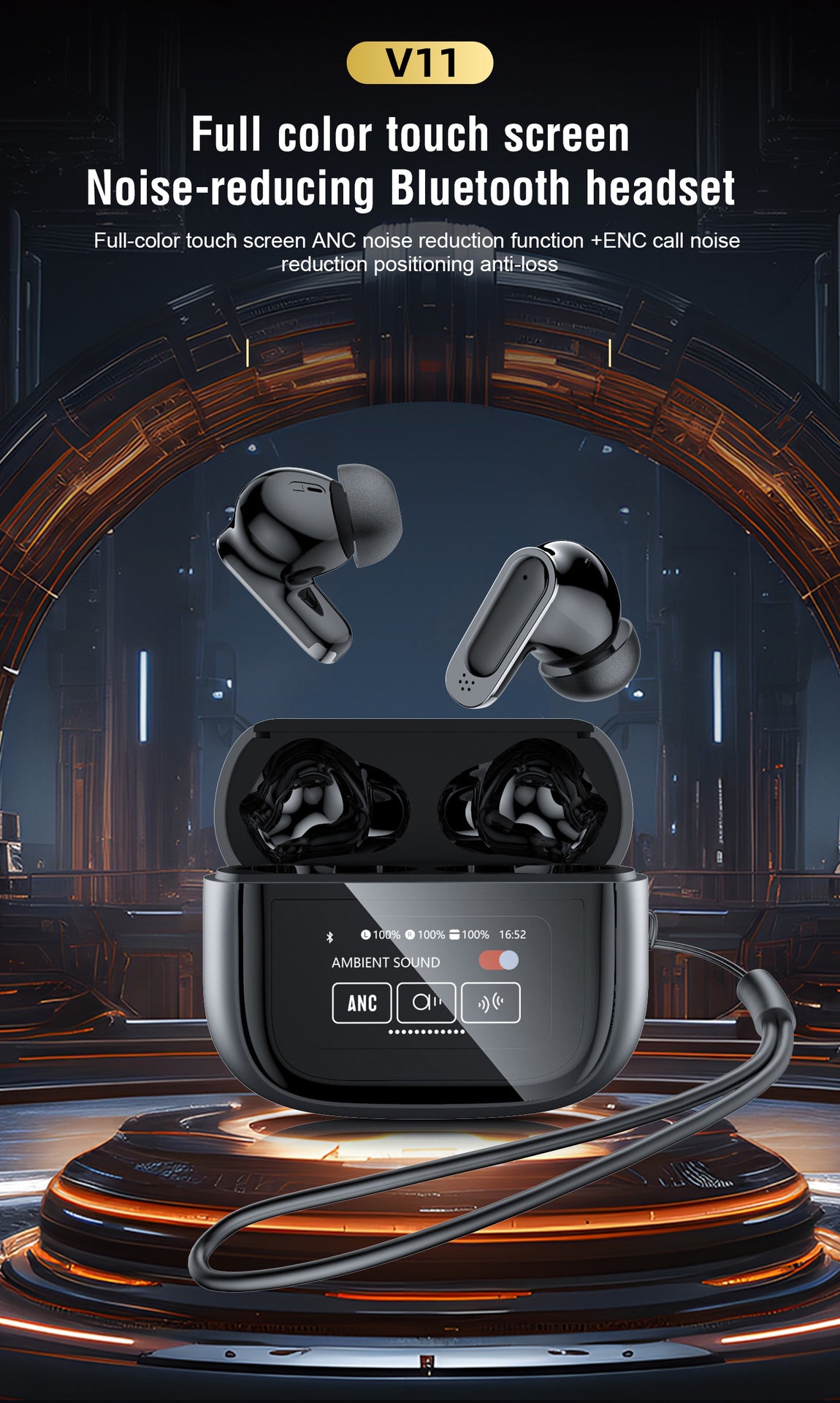 BOSECXT V11 TWS Wireless Earphones Touch Screen Digital Display
