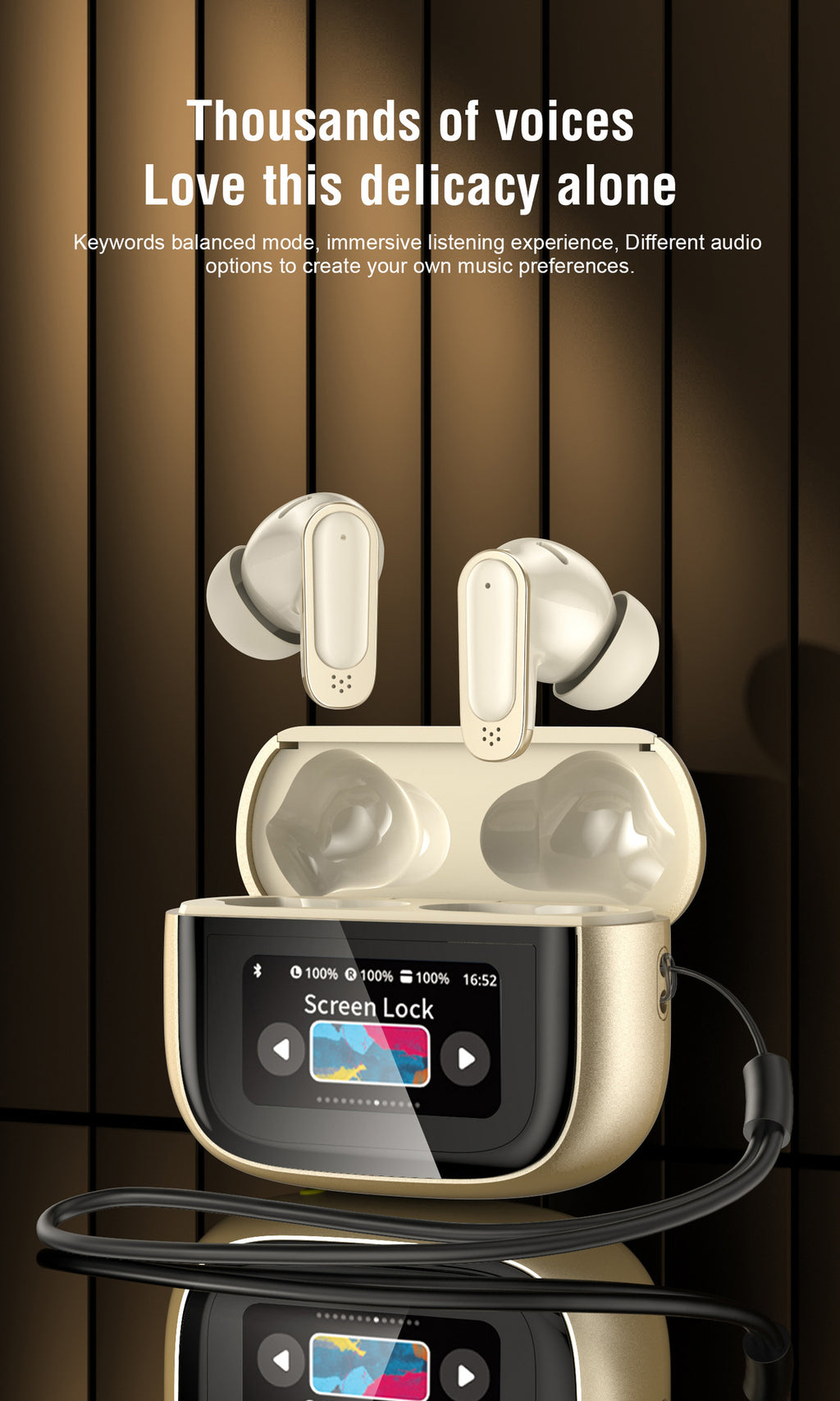 BOSECXT V11 TWS Wireless Earphones Touch Screen Digital Display