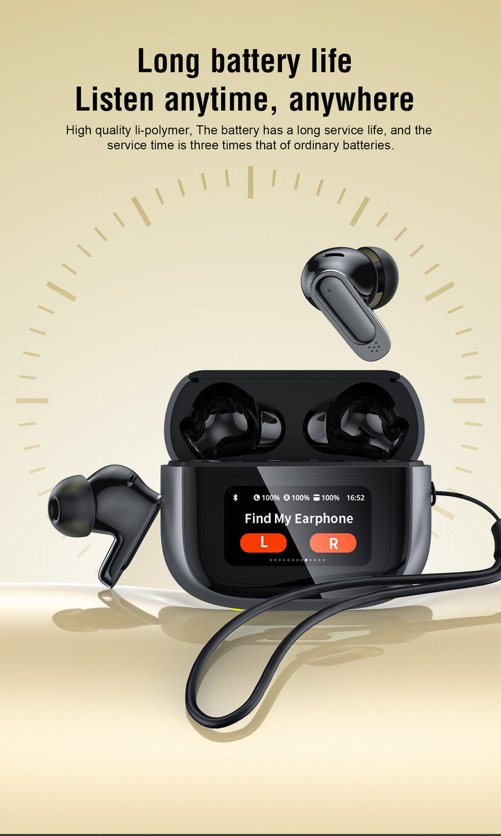 BOSECXT V11 TWS Wireless Earphones Touch Screen Digital Display