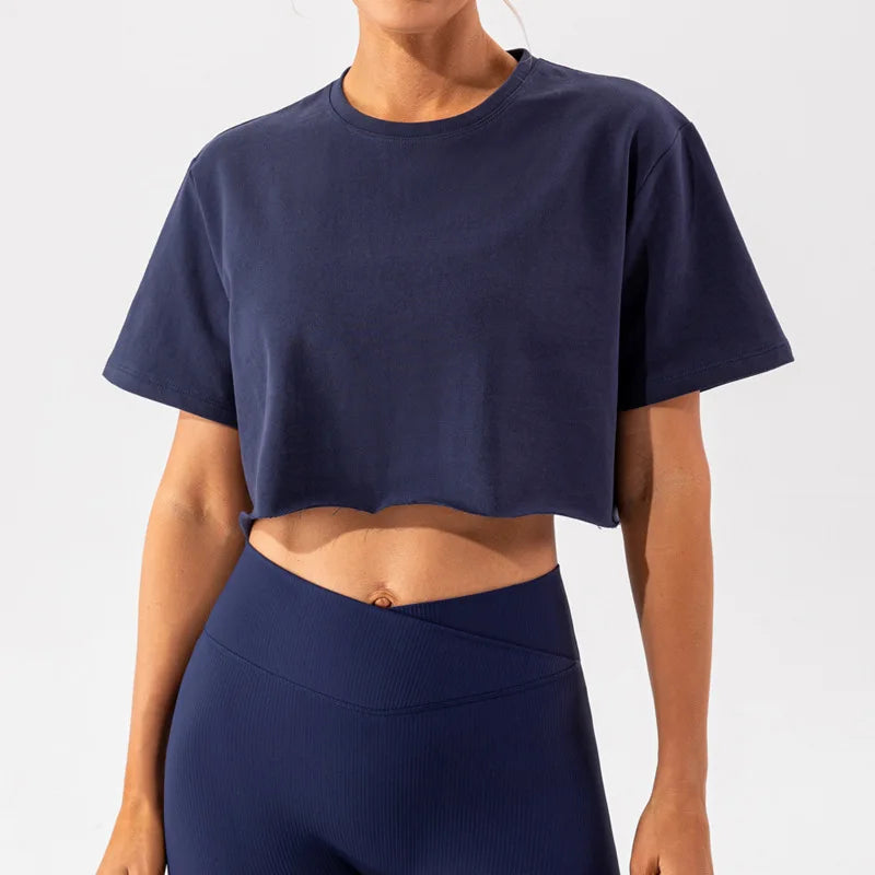 Outdoor Dance Sports Short-sleeved Yoga Shirts Women Casual Running Fitness Tops Loose Sports T-shirts Yoga Clothes Gym Crop Top
