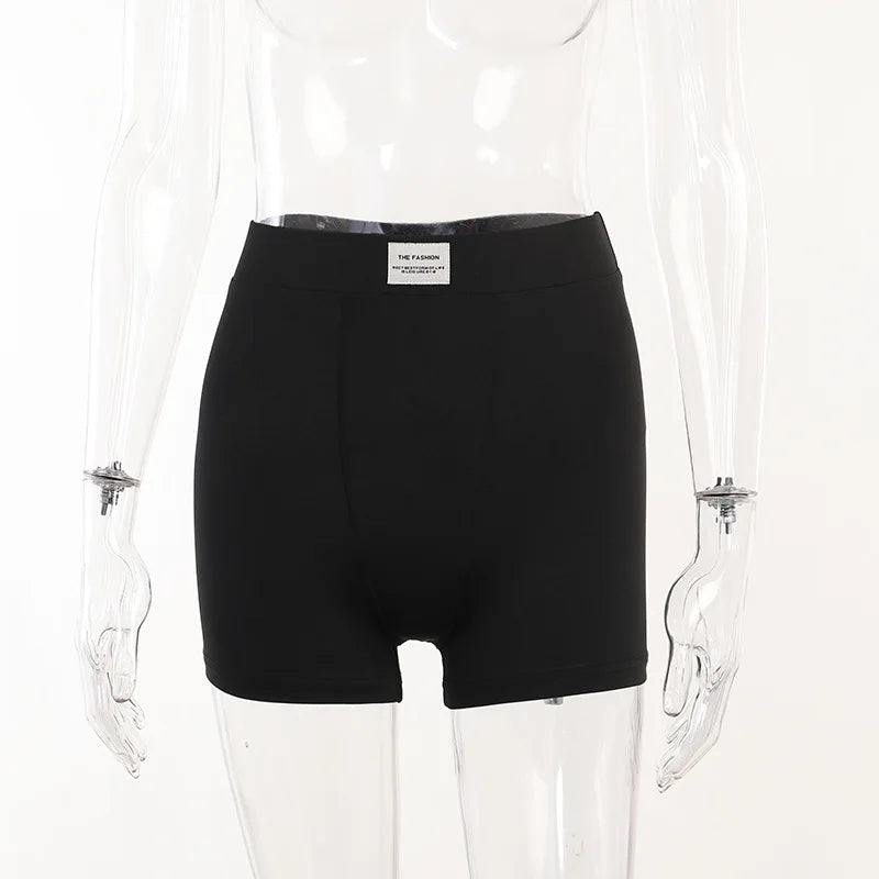 European and American Spring/Summer Round Neck Long Short sleeved 3/4 Shorts Two piece Women's Fashion Sports Versatile Set