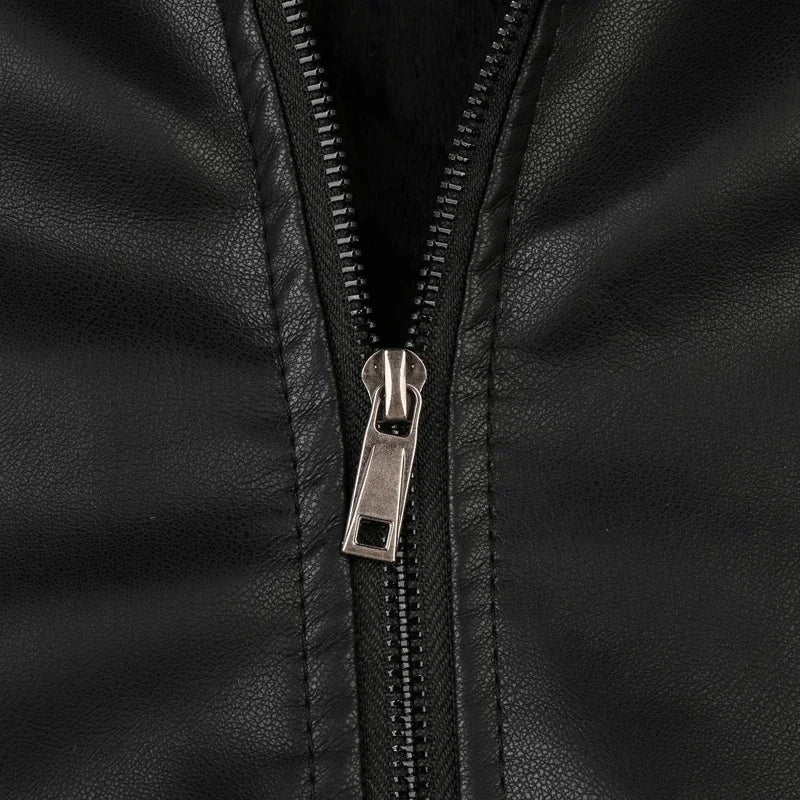 Mens Vintage Motorcycle Jacket 2025 Men Fashion New Biker Leather Jacket Male Embroidery Bomber Coat Winter Fleece Pu Overcoat