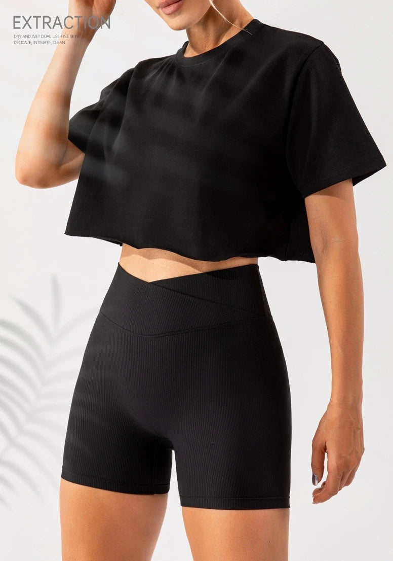 Outdoor Dance Sports Short-sleeved Yoga Shirts Women Casual Running Fitness Tops Loose Sports T-shirts Yoga Clothes Gym Crop Top