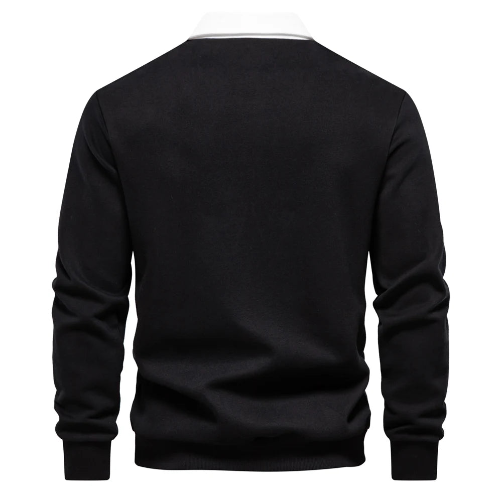 New Autumn Fashion Design Polo Neck Sweatshirts for Men Casual and Social Wear Quality Cotton Mens Sweatshirts
