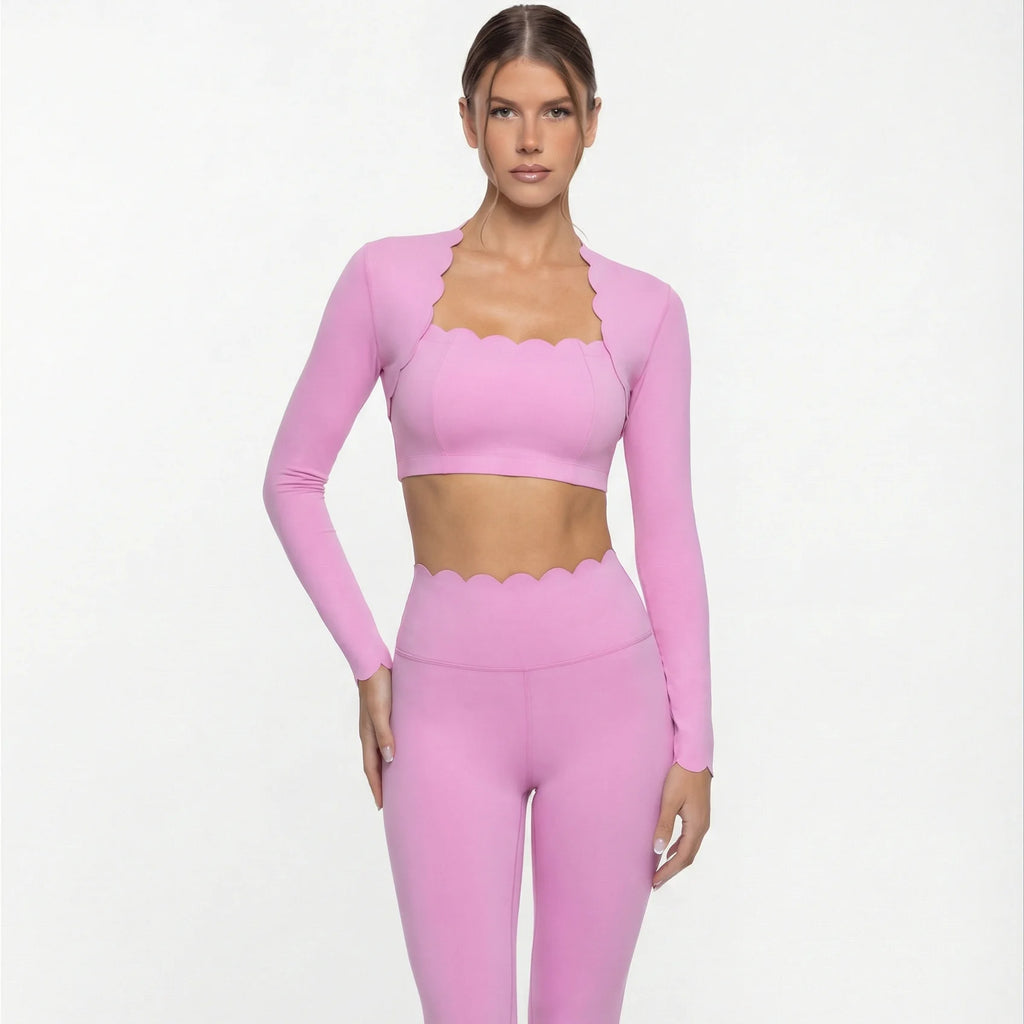 Black Square Neck Tight High Elastic Skinny Yoga Sports Long Sleeves Fashion Compression Pants Fitness Leggings Workout Tights