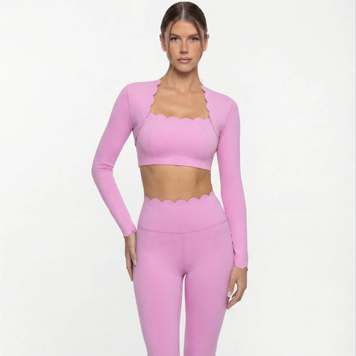 Black Square Neck Tight High Elastic Skinny Yoga Sports Long Sleeves Fashion Compression Pants Fitness Leggings Workout Tights