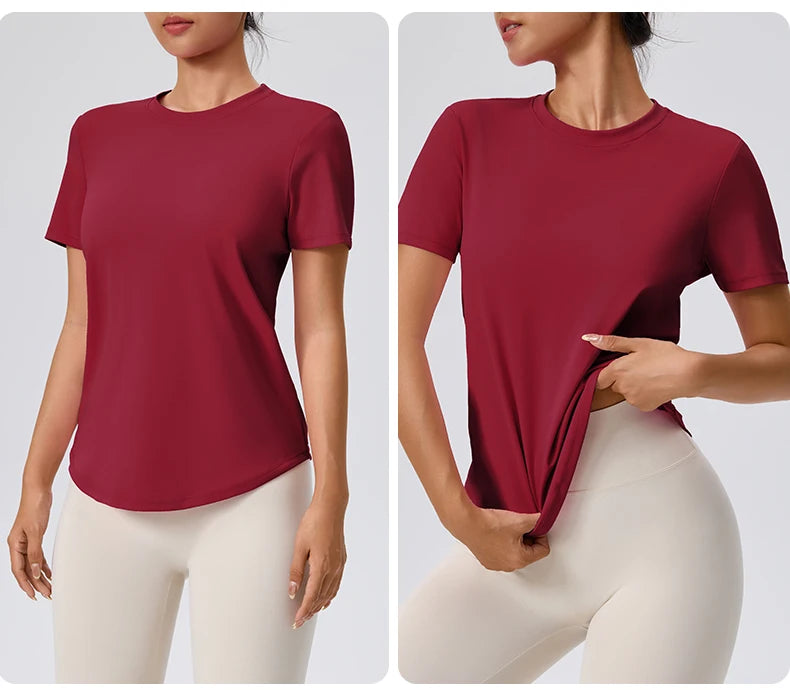 Yoga Classic T-shirt Women's Fitness Yoga Clothing Short Sleeve Round Neck Sports T-shirt