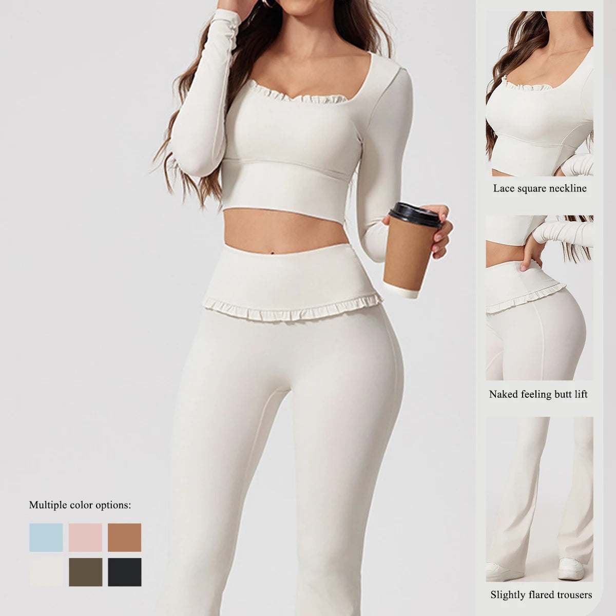 Fall/Winter 2Pcs Women Gym Yoga Female Outfit Outdoor Sports Quick-Dry Long-Sleeved Shirt Set Woman Two-Piece Suit Sportswear