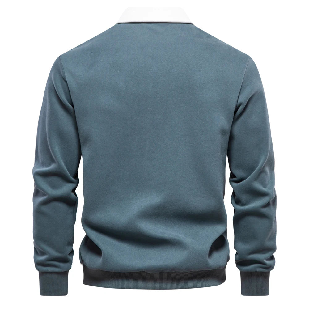 New Autumn Fashion Design Polo Neck Sweatshirts for Men Casual and Social Wear Quality Cotton Mens Sweatshirts