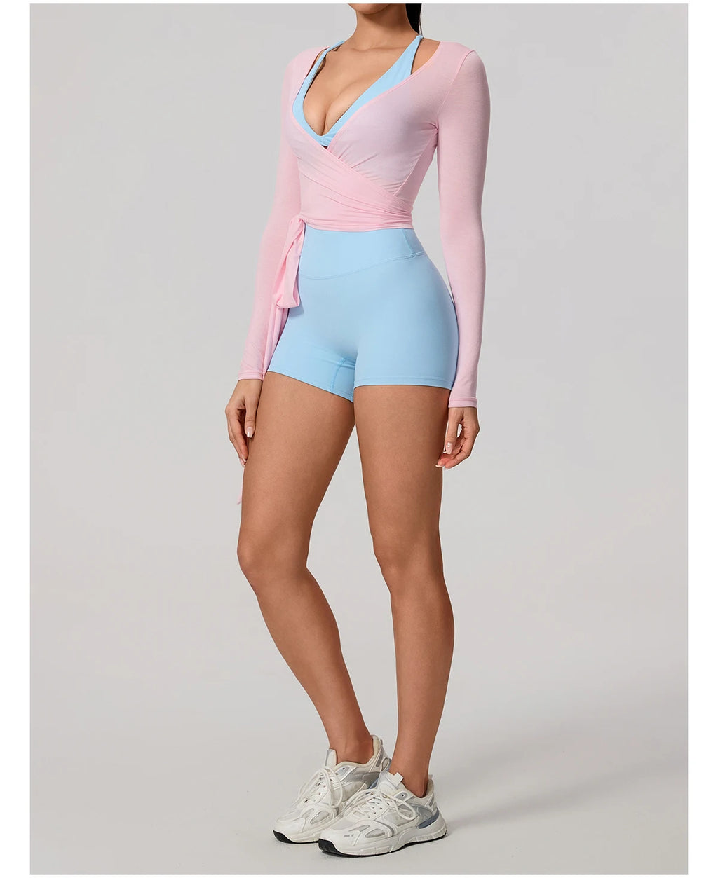 Hearuisavy Women's Yoga Shirt Long Sleeve Sportswear Gym Casual Breathable Quick Dry Sports Top Pilates Dance Ballet Wrap Tops