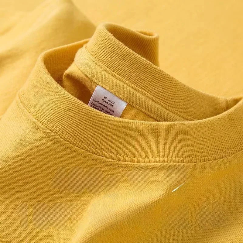 Heavyweight Pure Cotton Short Sleeve T-Shirt Tianqing Color Summer Loose Fit Unisex Basic Sle Comfortable Breathable Casual...