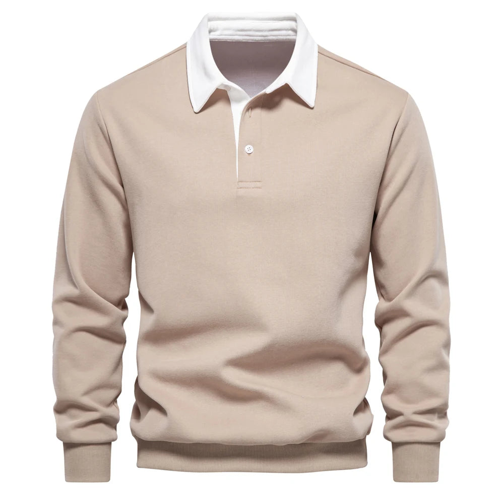 New Autumn Fashion Design Polo Neck Sweatshirts for Men Casual and Social Wear Quality Cotton Mens Sweatshirts