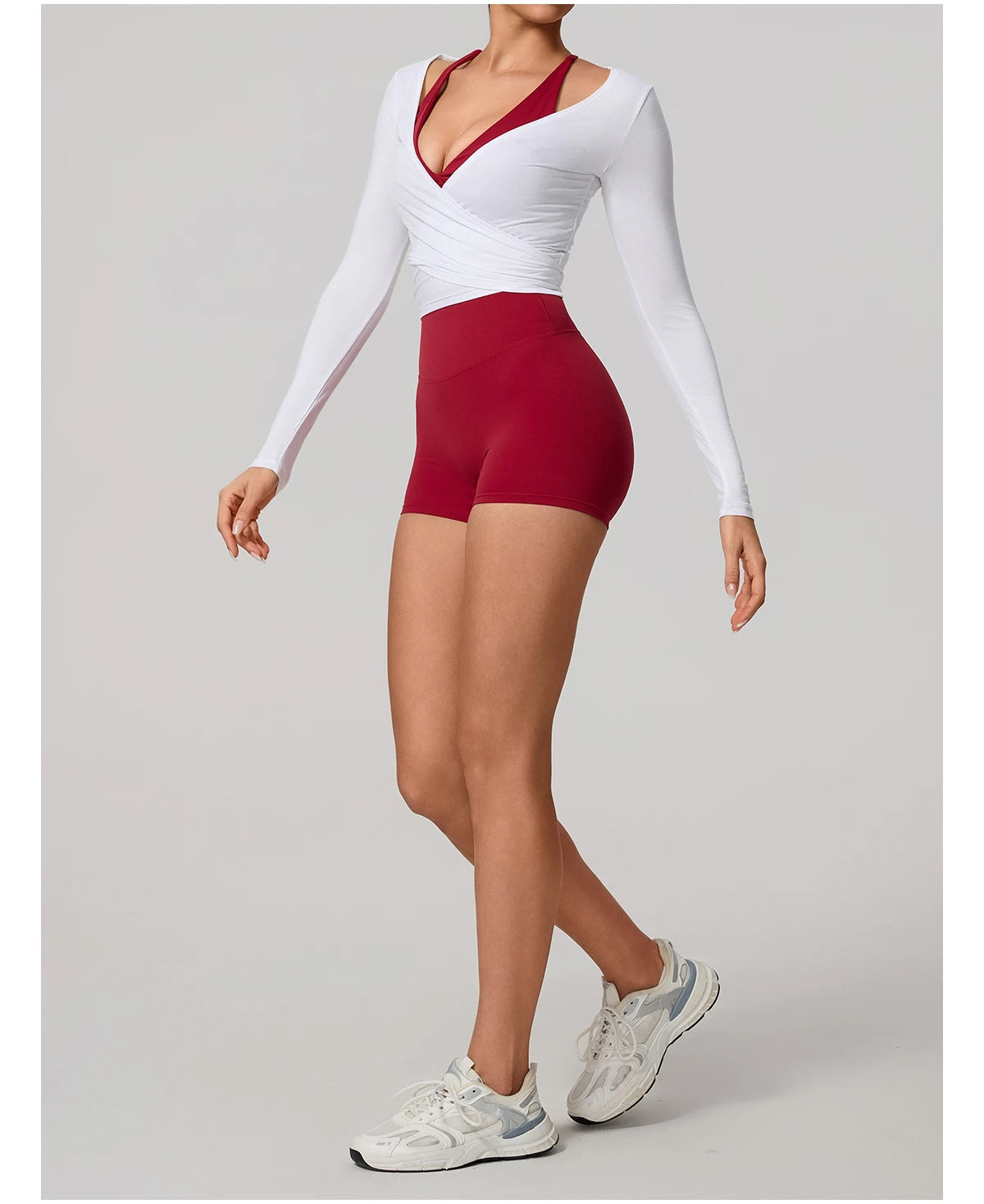 Hearuisavy Women's Yoga Shirt Long Sleeve Sportswear Gym Casual Breathable Quick Dry Sports Top Pilates Dance Ballet Wrap Tops