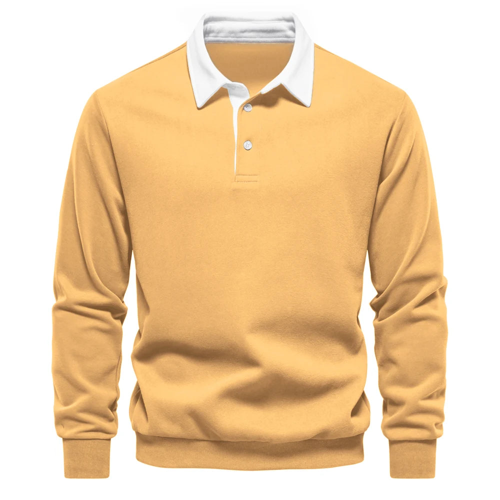 New Autumn Fashion Design Polo Neck Sweatshirts for Men Casual and Social Wear Quality Cotton Mens Sweatshirts