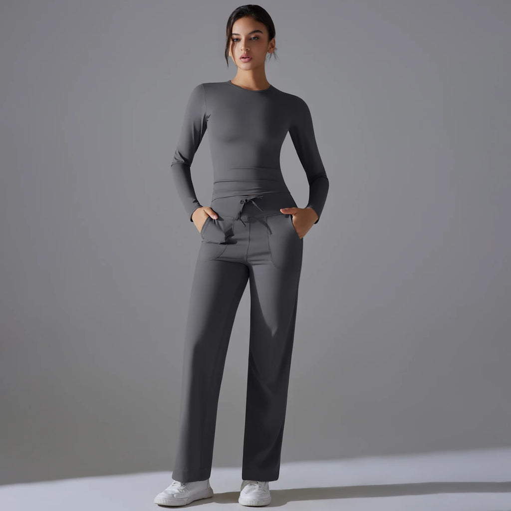 2 Pieces Sportswear Yoga Set Gym Clothes Sportswear Yoga Suits For Women Fitness Set Tracksuits Sports Long Sleeve Gym Leggings