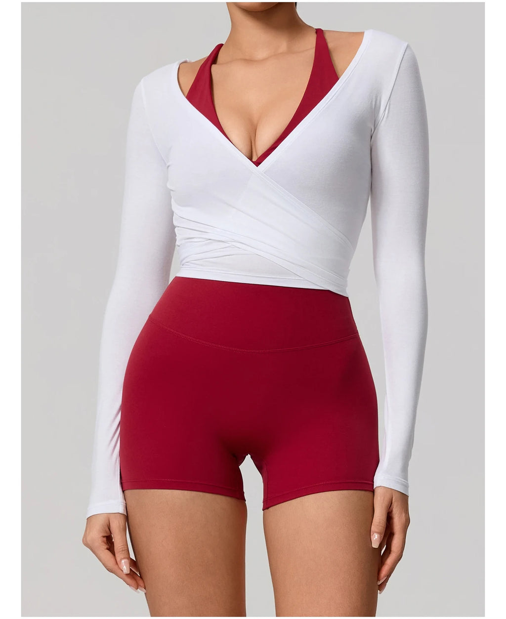 Hearuisavy Women's Yoga Shirt Long Sleeve Sportswear Gym Casual Breathable Quick Dry Sports Top Pilates Dance Ballet Wrap Tops