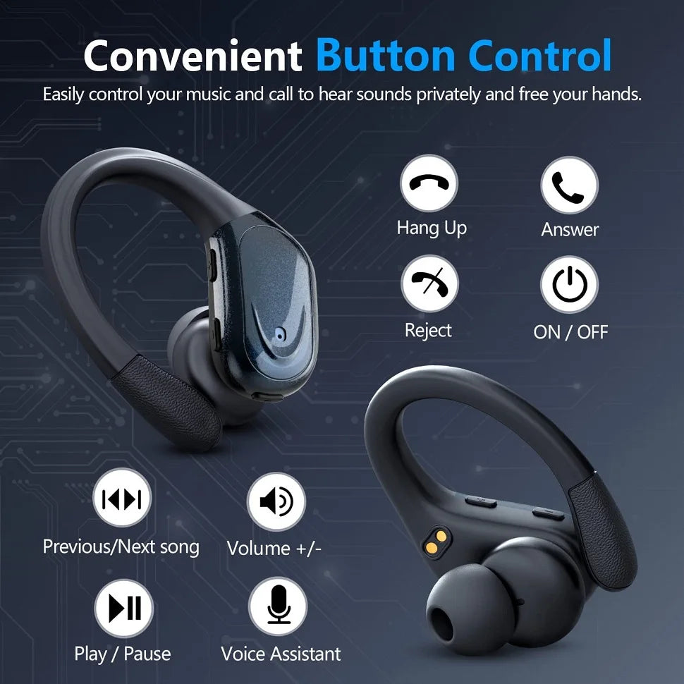 Bluetooth 5.3 Earphones Ear hooks Waterproof Headset for Sports