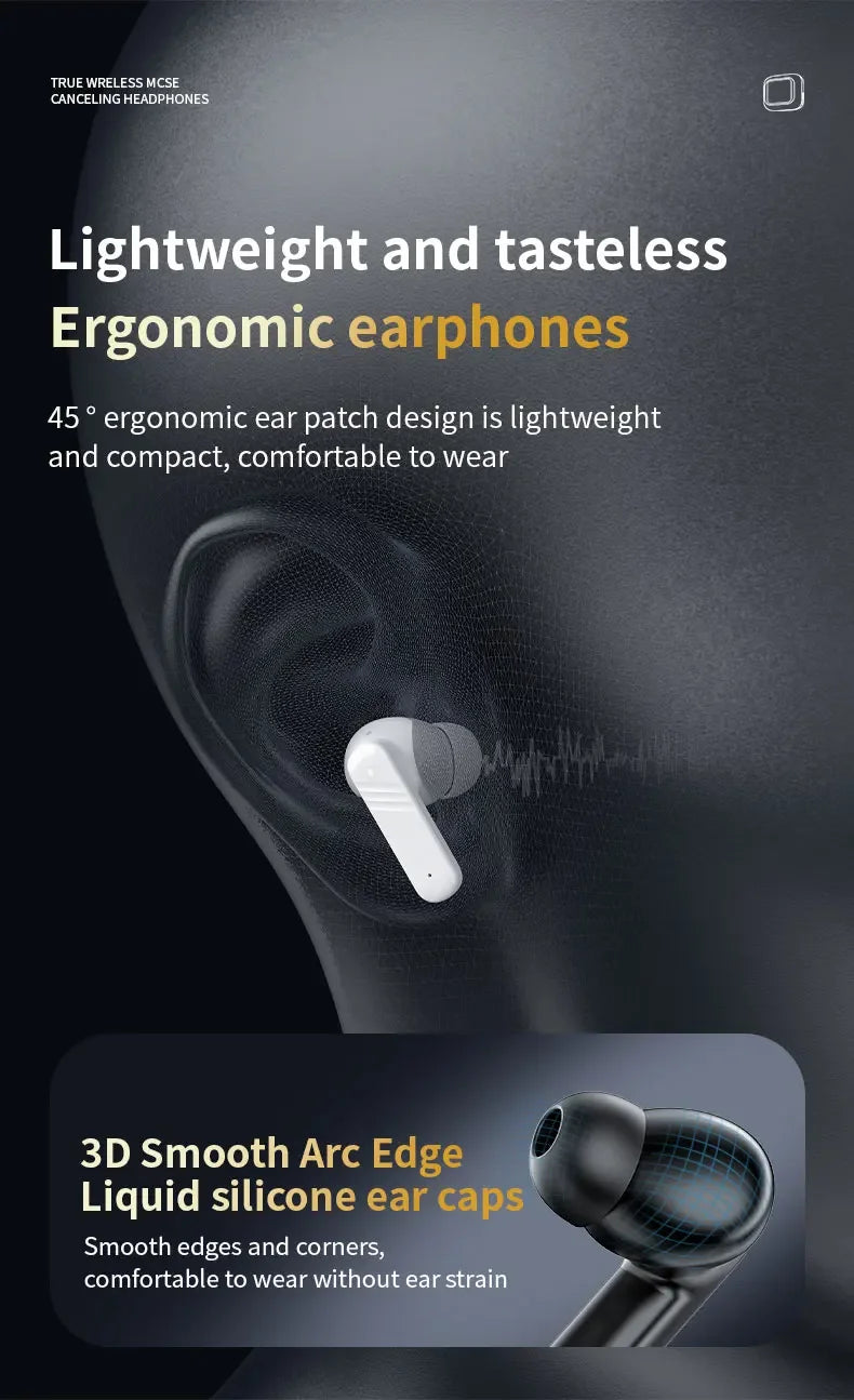 Lenovo V10 Touch Screen Headphones ANC Bluetooth 5.4 Noise Cancelling