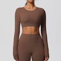 Yoga Shirts For Women Long Sleeve With Padded Fitness Running Gym Clothes Workout Dry Fit Breathable High Elastic Sports Top