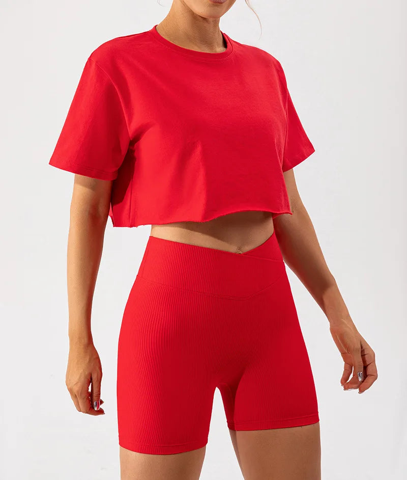 Outdoor Dance Sports Short-sleeved Yoga Shirts Women Casual Running Fitness Tops Loose Sports T-shirts Yoga Clothes Gym Crop Top
