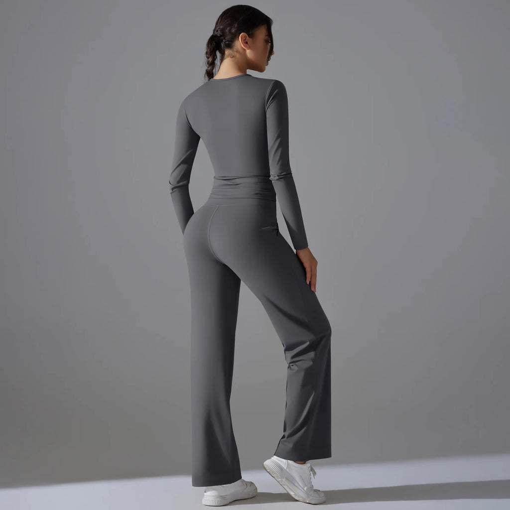 2 Pieces Sportswear Yoga Set Gym Clothes Sportswear Yoga Suits For Women Fitness Set Tracksuits Sports Long Sleeve Gym Leggings