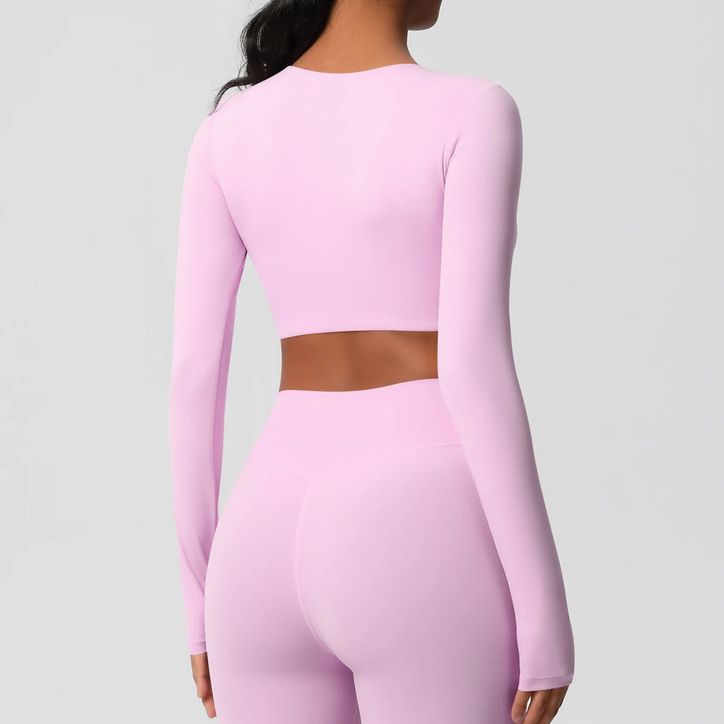 Yoga Shirts For Women Long Sleeve With Padded Fitness Running Gym Clothes Workout Dry Fit Breathable High Elastic Sports Top