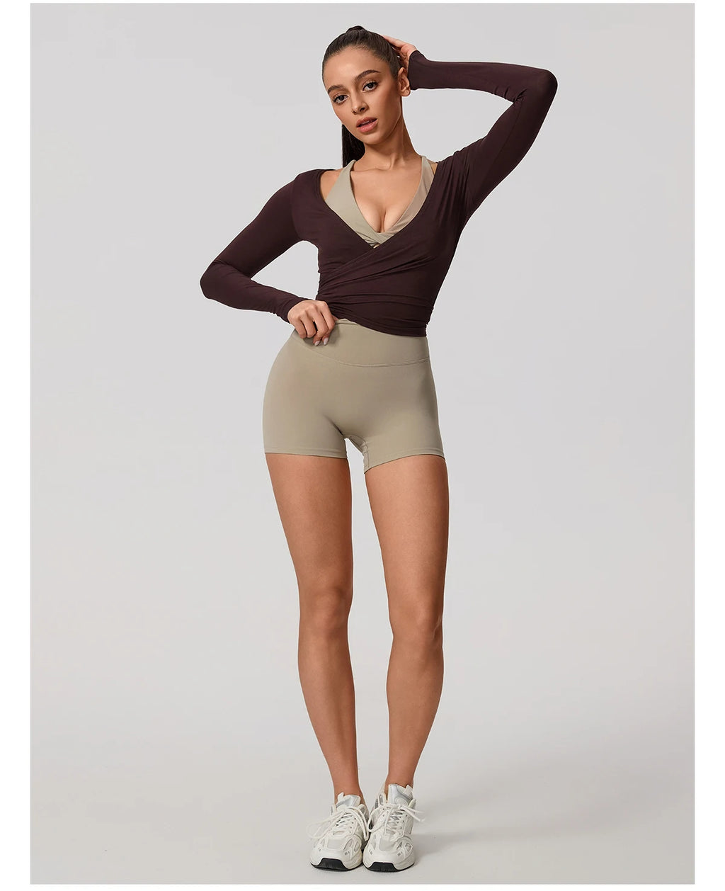 Hearuisavy Women's Yoga Shirt Long Sleeve Sportswear Gym Casual Breathable Quick Dry Sports Top Pilates Dance Ballet Wrap Tops