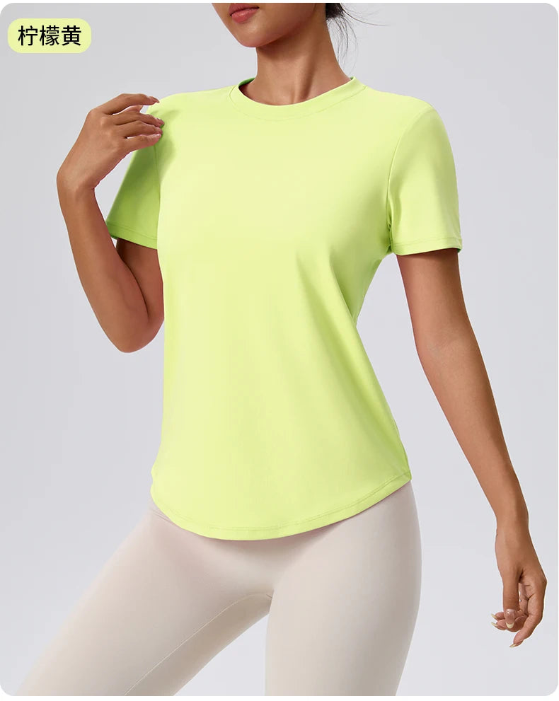 Yoga Classic T-shirt Women's Fitness Yoga Clothing Short Sleeve Round Neck Sports T-shirt