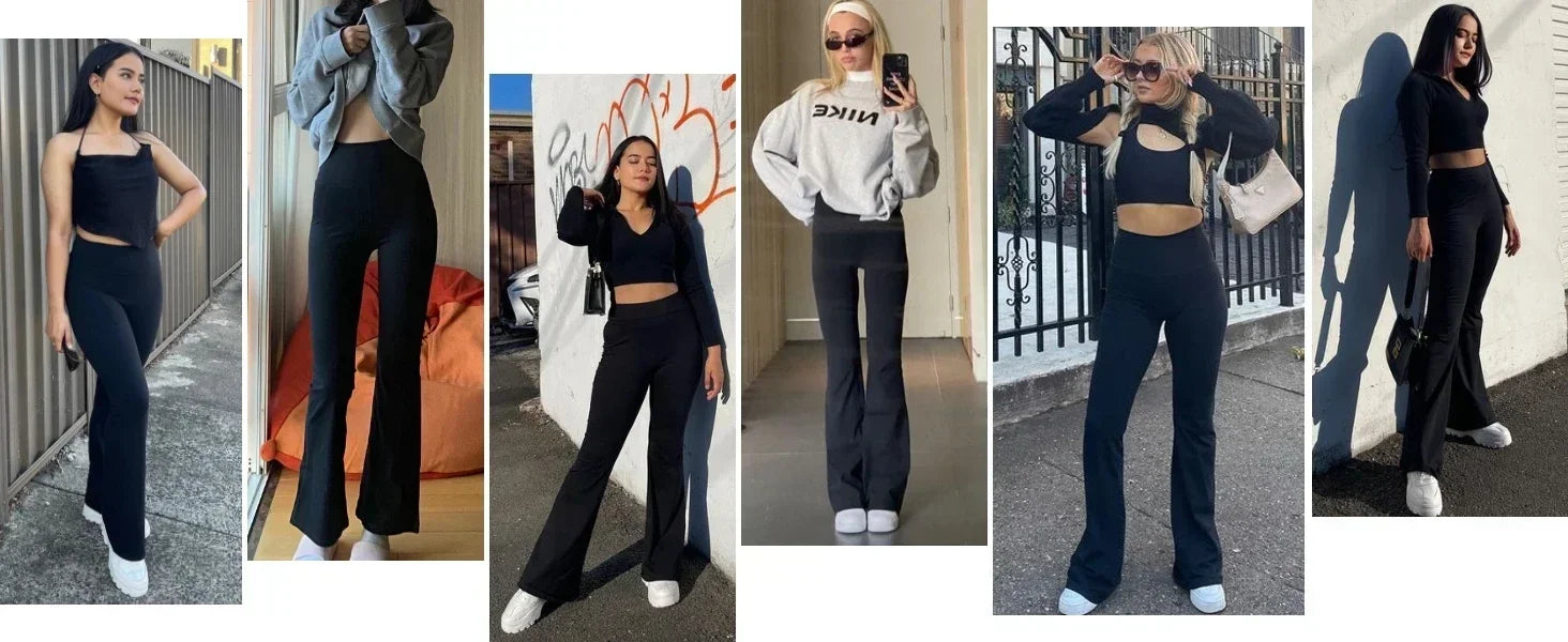 2026 Women's Bootcut Yoga Pants Tummy Control Non See Through Bootleg Gym Workout Pants