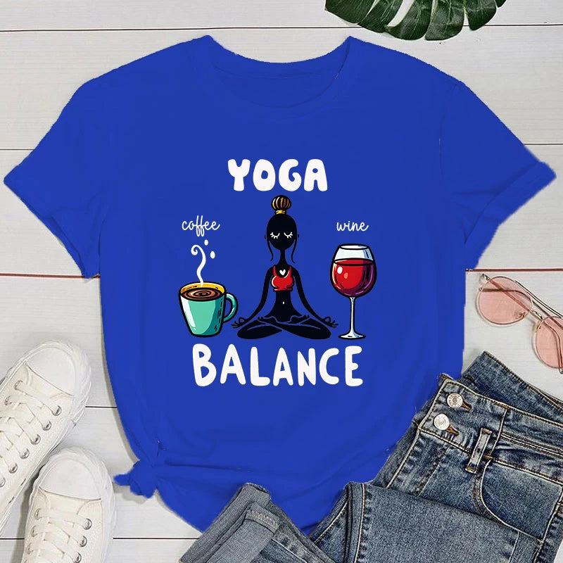 yogo T shirt New Yoga Balance Print Short Sleeves Round Neck Woman T-Shirt Summer Casual Tees