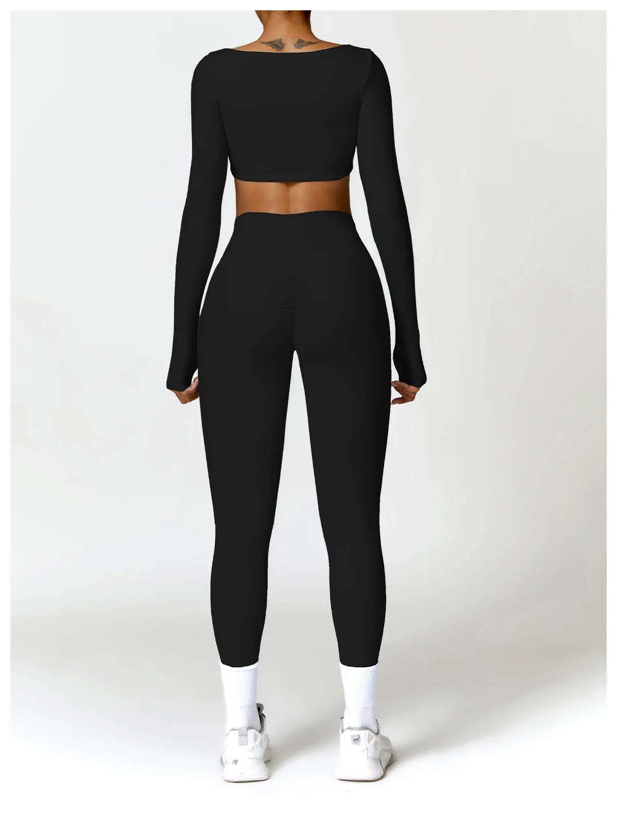 Hearuisavy Casual Quick Dry Sportswear Women Square Neck Gym Top Women Fitness Sports Crop Top Female Long Sleeve Yoga Clothing