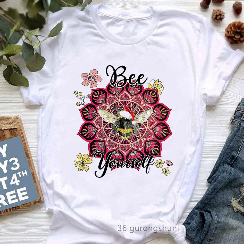 Yoga Tree Growing From A Lady Print Tshirt Girls White Funny Casual T Shirt Femme Buddha Chakra Meditation T-Shirt Women Tops