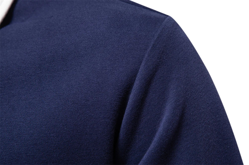 New Autumn Fashion Design Polo Neck Sweatshirts for Men Casual and Social Wear Quality Cotton Mens Sweatshirts