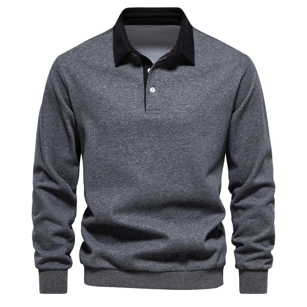 New Autumn Fashion Design Polo Neck Sweatshirts for Men Casual and Social Wear Quality Cotton Mens Sweatshirts