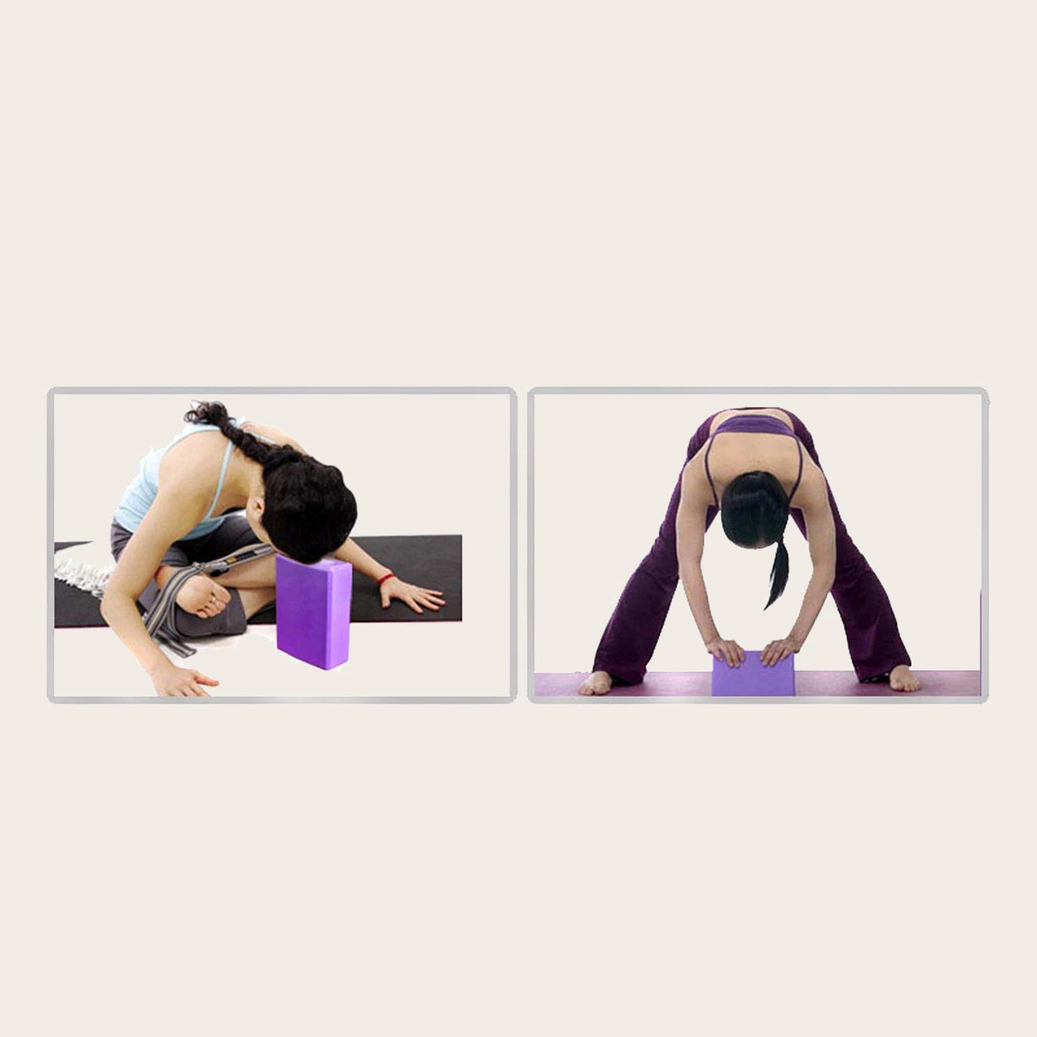 High Density Yoga Blocks -Firm EVA Foam Bricks - Gymnastics Block for Muscle Pain and Stress Purple