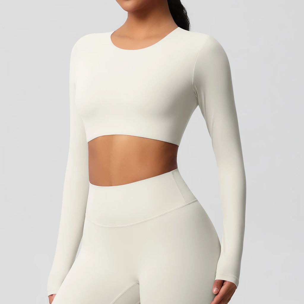 Yoga Shirts For Women Long Sleeve With Padded Fitness Running Gym Clothes Workout Dry Fit Breathable High Elastic Sports Top