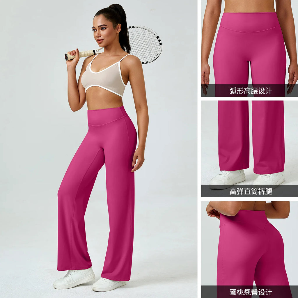Yoga Pants High Waist Straight Wide Leg Pants Slim-fit Hip-lifting Slimming Yoga Clothing Sports Breathable Quick-drying Fitness