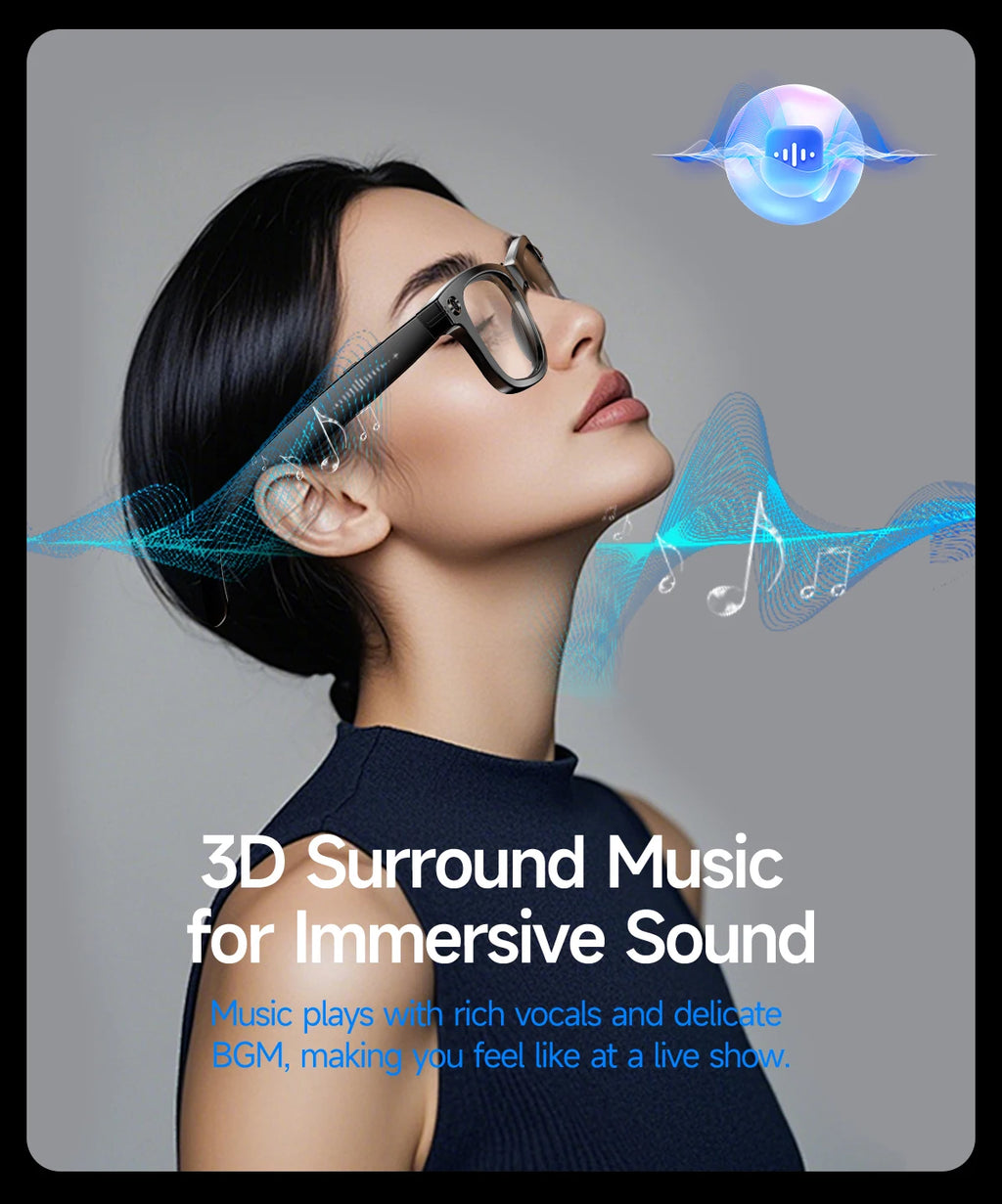 AI Smart Glasses with 8MP Camera Video Recording 100+ Languages Translation