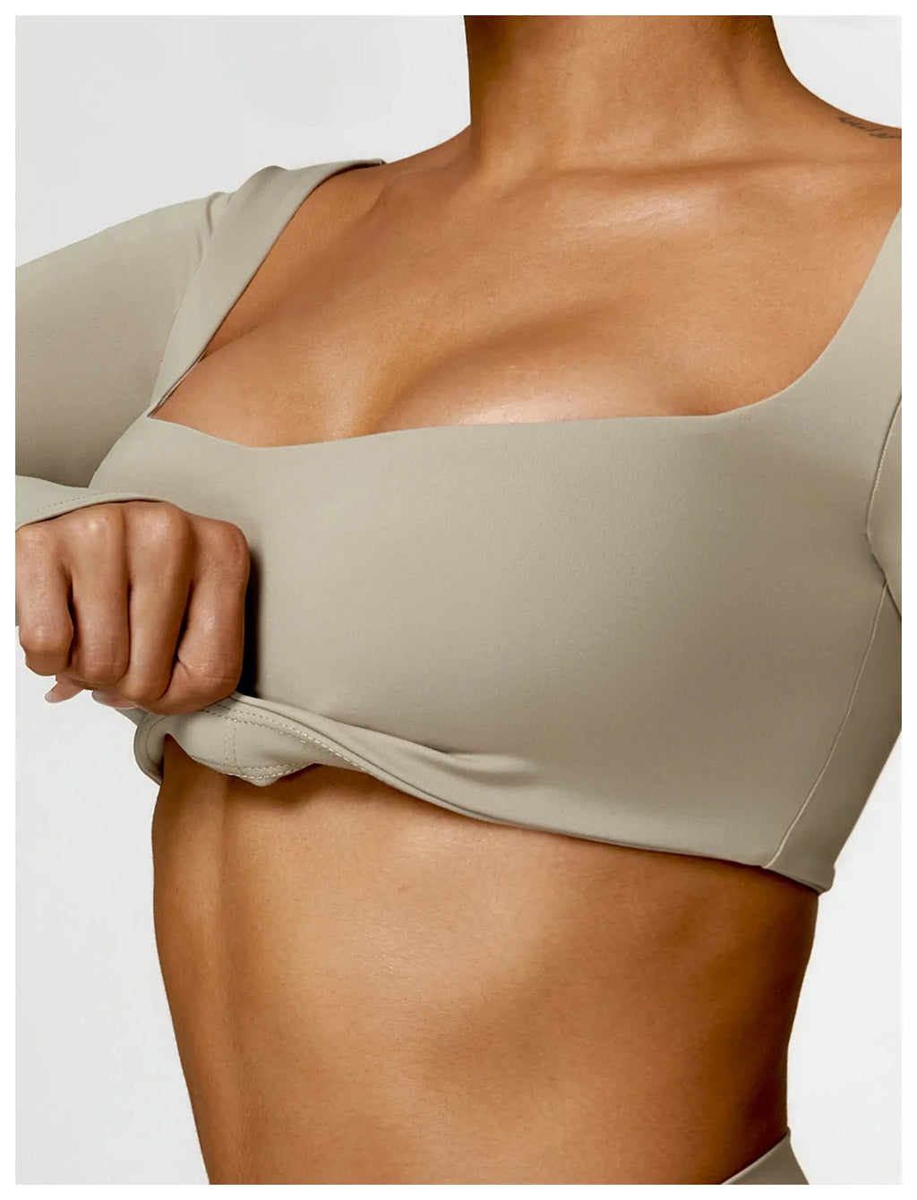 Hearuisavy Casual Quick Dry Sportswear Women Square Neck Gym Top Women Fitness Sports Crop Top Female Long Sleeve Yoga Clothing