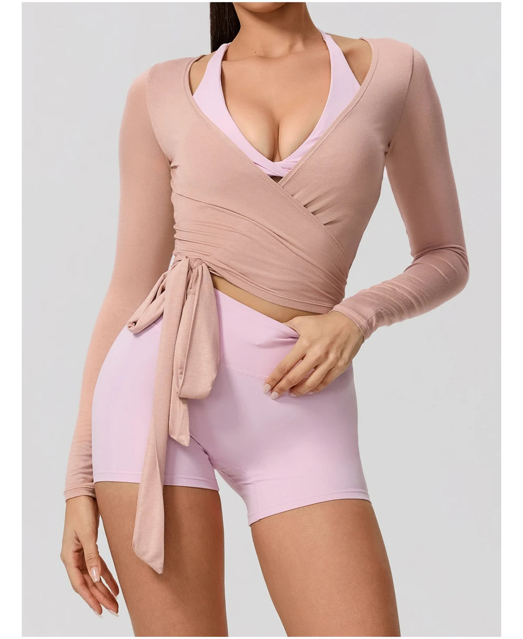 Hearuisavy Women's Yoga Shirt Long Sleeve Sportswear Gym Casual Breathable Quick Dry Sports Top Pilates Dance Ballet Wrap Tops