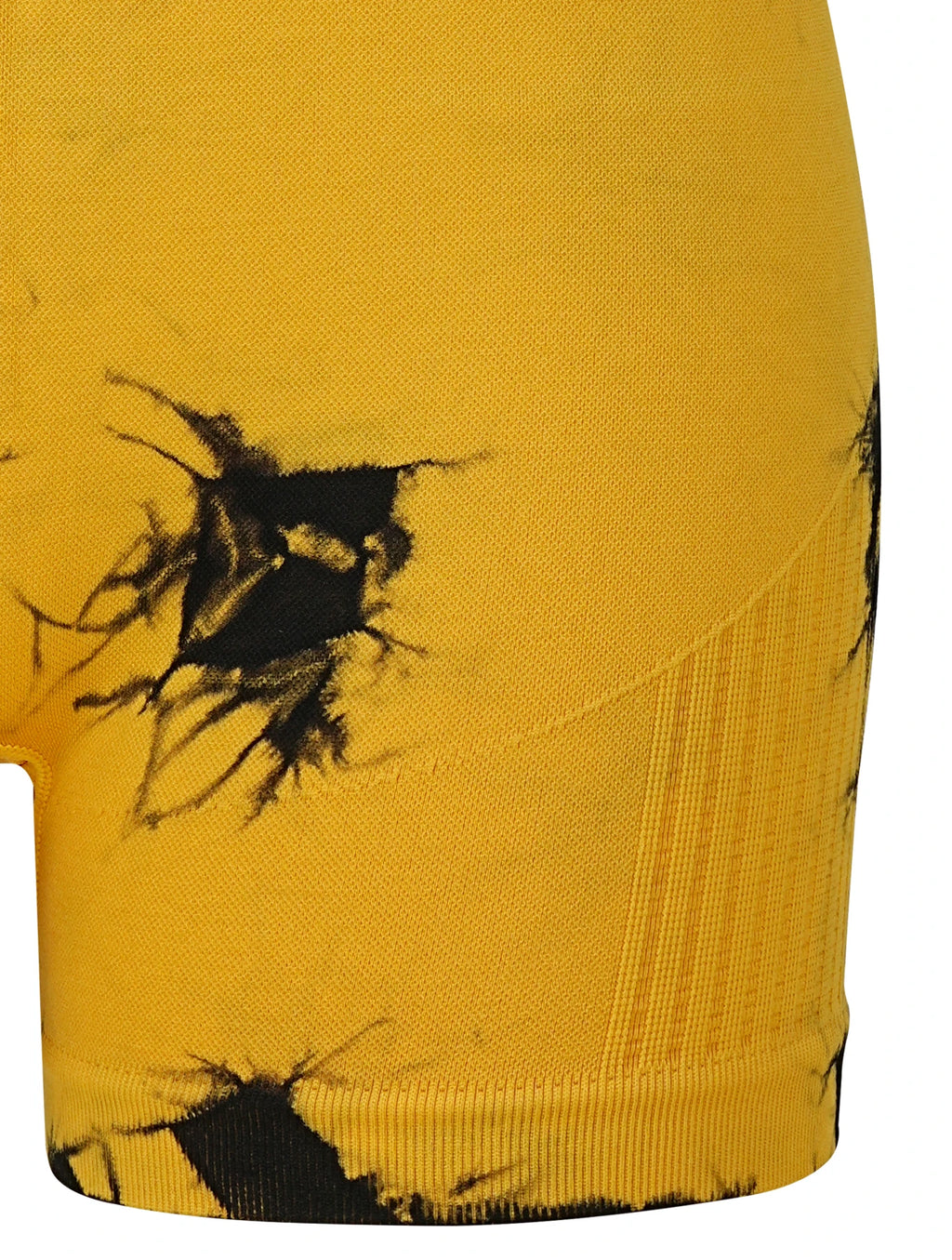 Popular yellow tie-dye suit, breathable nylon material, slanted shoulders, three-point shorts, a good choice for yoga running
