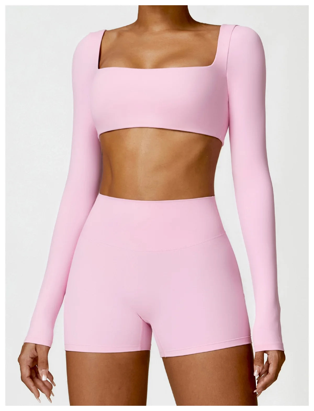 Hearuisavy Casual Quick Dry Sportswear Women Square Neck Gym Top Women Fitness Sports Crop Top Female Long Sleeve Yoga Clothing