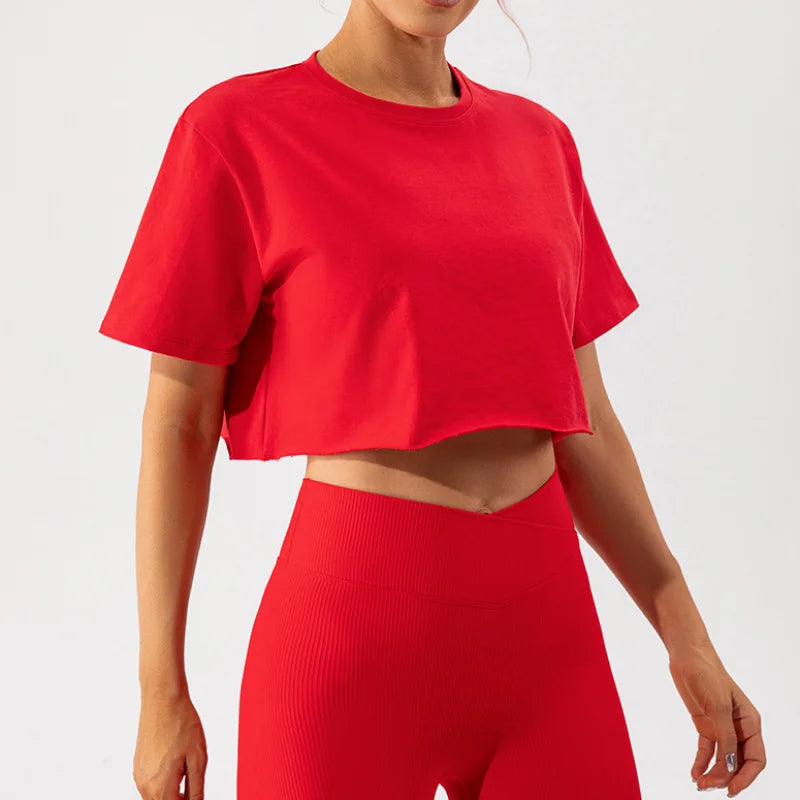 Outdoor Dance Sports Short-sleeved Yoga Shirts Women Casual Running Fitness Tops Loose Sports T-shirts Yoga Clothes Gym Crop Top