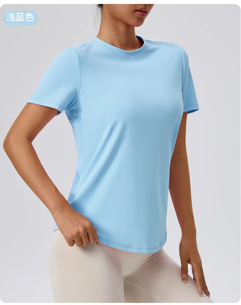 Yoga Classic T-shirt Women's Fitness Yoga Clothing Short Sleeve Round Neck Sports T-shirt
