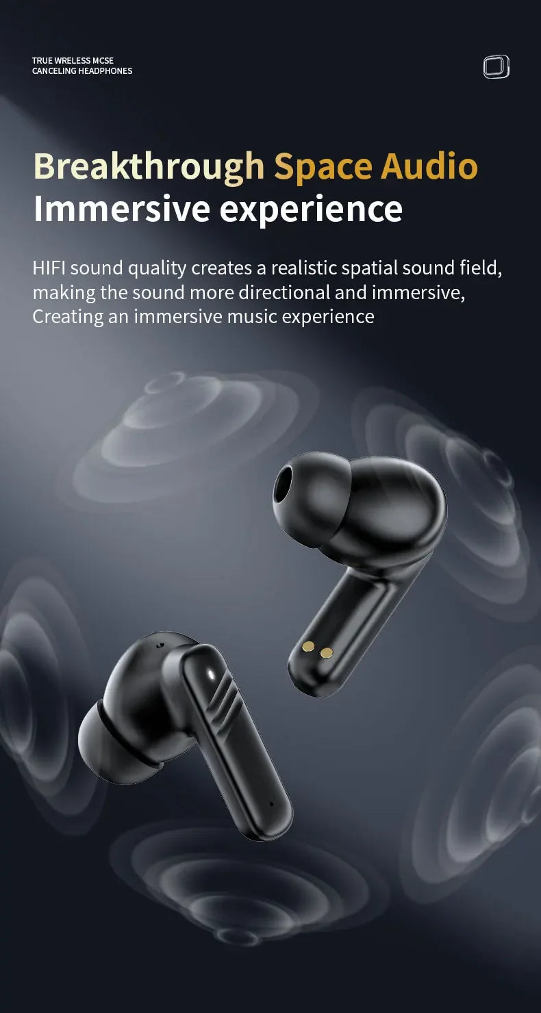 Lenovo V10 Touch Screen Headphones ANC Bluetooth 5.4 Noise Cancelling