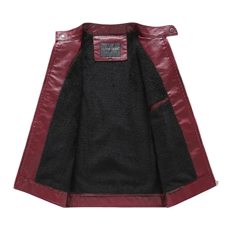 Mens Vintage Motorcycle Jacket 2025 Men Fashion New Biker Leather Jacket Male Embroidery Bomber Coat Winter Fleece Pu Overcoat