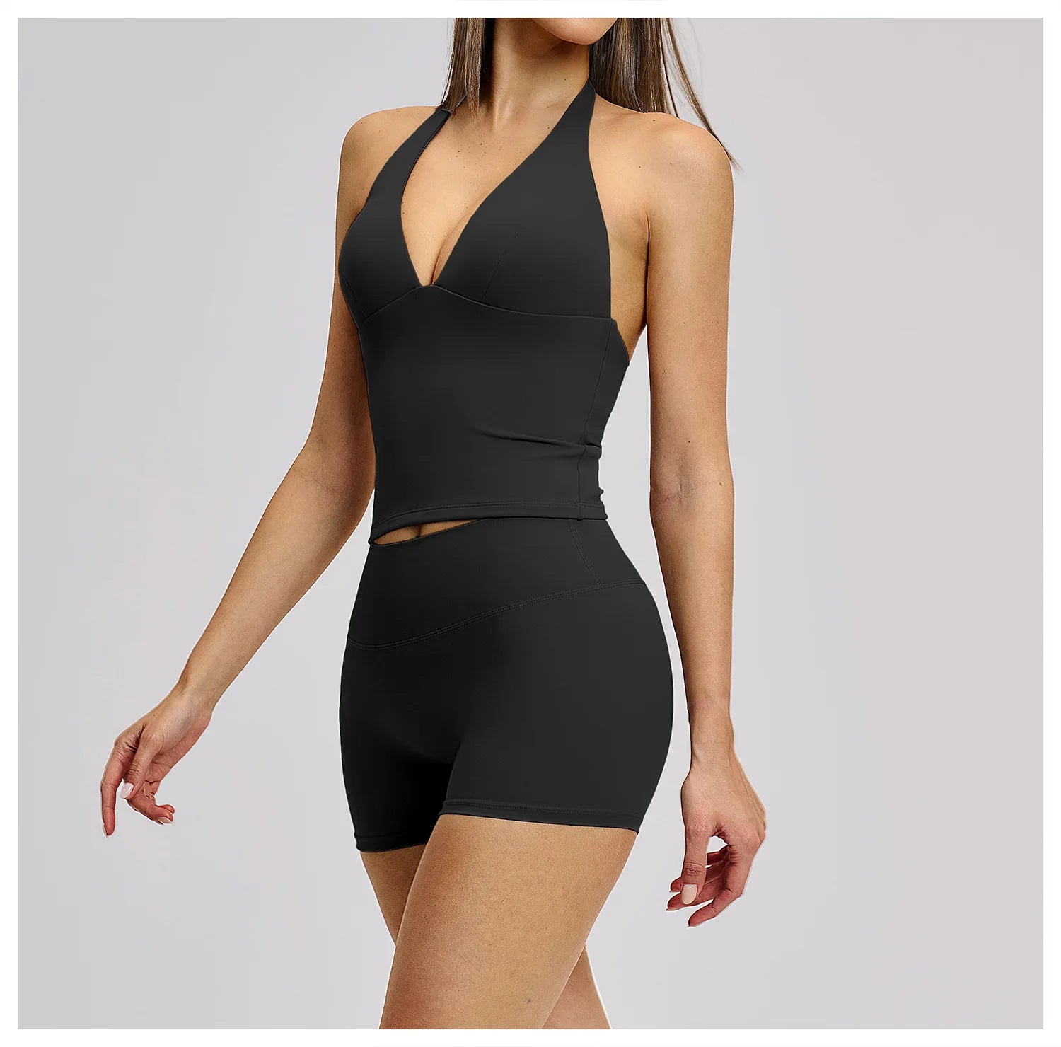 Yoga Set 2 Pieces Women's Tracksuit Sportswear Gym Clothing Workout Clothes High Waist Shorts Sexy Fitness Vest Sports Suit