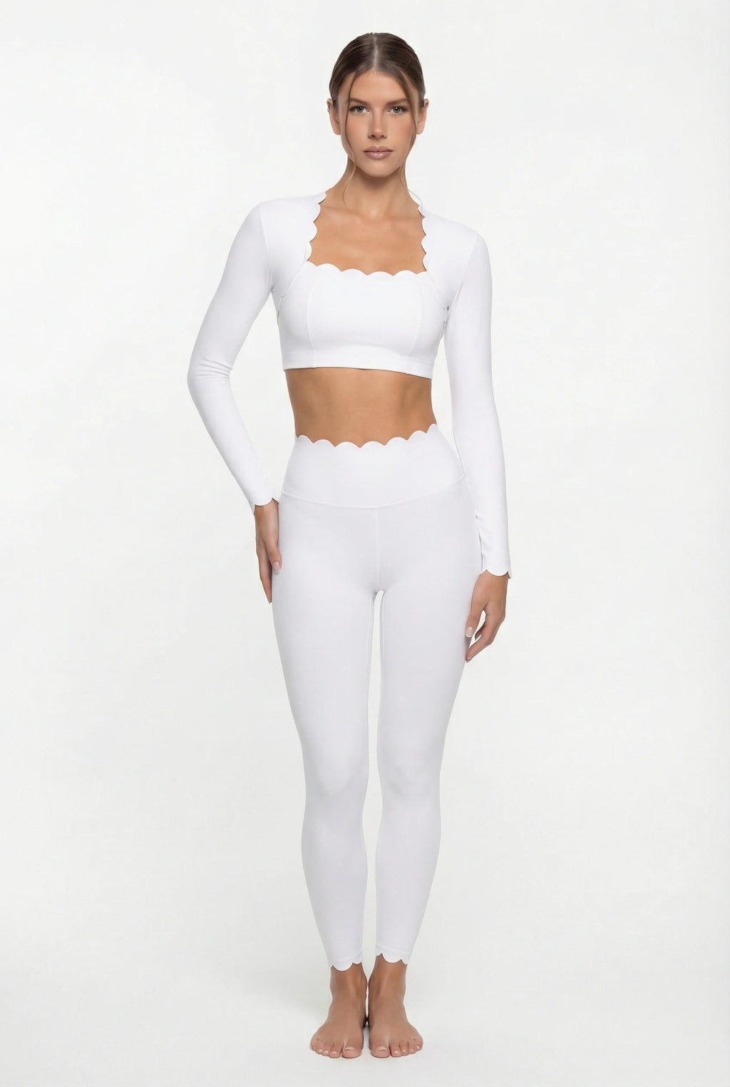 Black Square Neck Tight High Elastic Skinny Yoga Sports Long Sleeves Fashion Compression Pants Fitness Leggings Workout Tights